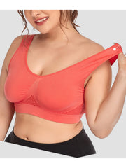 Wireless Hollow Mesh Sports Yoga Bra LightCoral