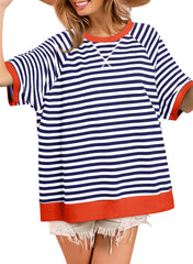 ✨Women's Oversized Striped Color Block Casual T-Shirt(Buy 3 Free Shipping)