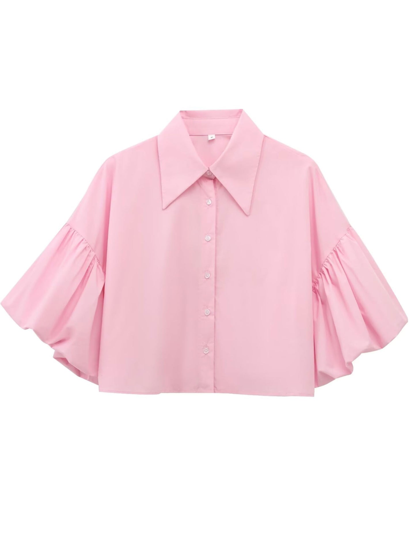 ✨Womens Cute Lantern Sleeve Collar Button Down Crop Tops(buy 2 free shipping)