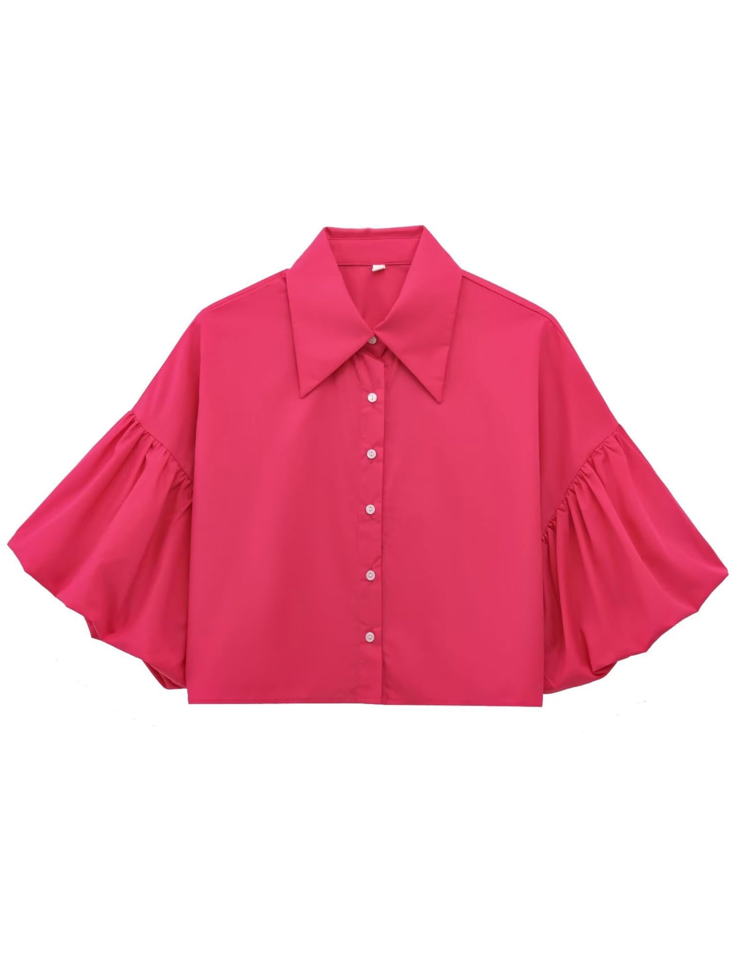 ✨Womens Cute Lantern Sleeve Collar Button Down Crop Tops(buy 2 free shipping)