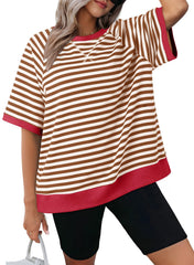 ✨Women's Oversized Striped Color Block Casual T-Shirt(Buy 3 Free Shipping)
