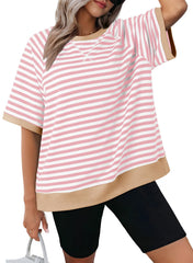 ✨Women's Oversized Striped Color Block Casual T-Shirt(Buy 3 Free Shipping)