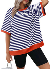 ✨Women's Oversized Striped Color Block Casual T-Shirt(Buy 3 Free Shipping)