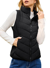 ✨Womens Sleeveless Zip Up Outerwear Stand Collar Quilted Puffer Vest(buy 2 free shipping)