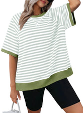 ✨Women's Oversized Striped Color Block Casual T-Shirt(Buy 3 Free Shipping)
