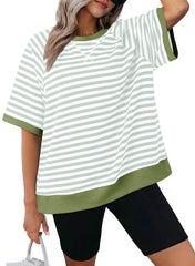 ✨Women's Oversized Striped Color Block Casual T-Shirt(Buy 3 Free Shipping)