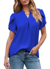 ✨Women's Dressy Casual V Neck Cute Loose Petal Short Sleeve T-Shirts(buy 3 free shipping)
