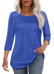 ✨ Women's 3/4 Length Sleeve Top Pleated Front T-Shirt(buy 3 free shipping)