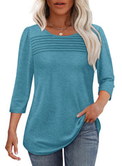 ✨ Women's 3/4 Length Sleeve Top Pleated Front T-Shirt(buy 3 free shipping)