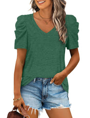 ✨Women's Summer V Neck Puff Sleeve Tshirts(BUY 3 Free Shipping)