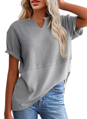 ✨Women's Casual V Neck Waffle Knit Tops Short Sleeve T Shirts(Buy 2 Free Shipping)