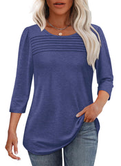✨ Women's 3/4 Length Sleeve Top Pleated Front T-Shirt(buy 3 free shipping)