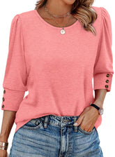 ✨Women's Casual 3/4 Sleeve with Buttons Dressy Blouses(buy 3 free shipping)