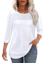 ✨ Women's 3/4 Length Sleeve Top Pleated Front T-Shirt(buy 3 free shipping)