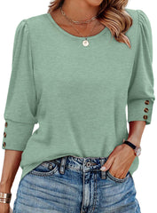 ✨Women's Casual 3/4 Sleeve with Buttons Dressy Blouses(buy 3 free shipping)