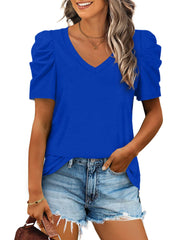 ✨Women's Summer V Neck Puff Sleeve Tshirts(BUY 3 Free Shipping)