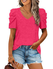 ✨Women's Summer V Neck Puff Sleeve Tshirts(BUY 3 Free Shipping)