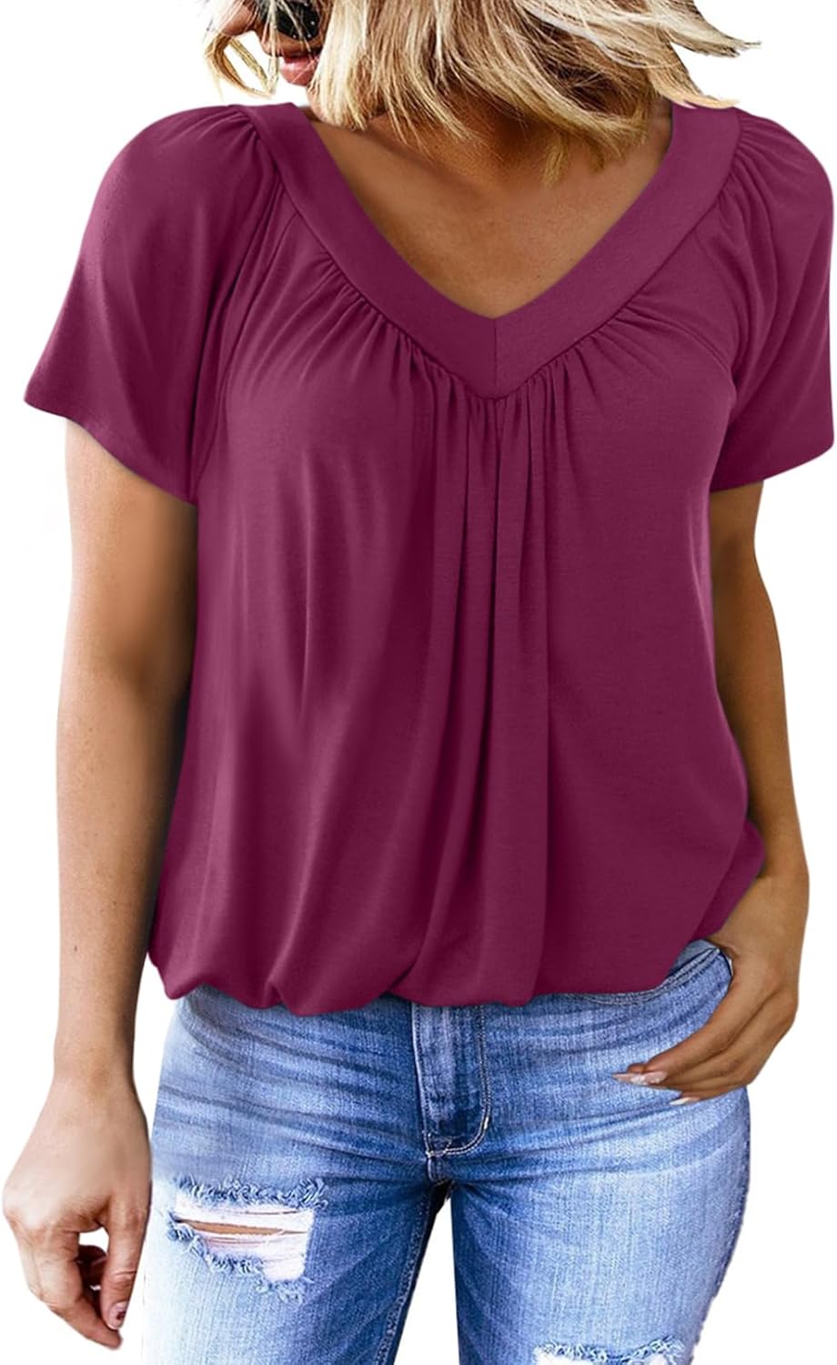 ✨Women's Casual Short Sleeve V Neck Basic T-shirts (BUY 3 FREE SHIPPING)