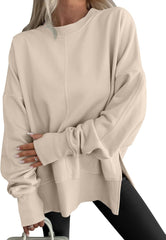 ✨Womens Oversized Thumbhole Long Sleeve Side Slit Pullover Top