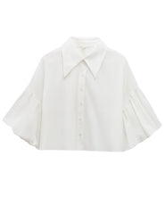 ✨Womens Cute Lantern Sleeve Collar Button Down Crop Tops(buy 2 free shipping)