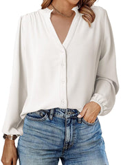 ✨Women Dressy Casual Button Down Shirts V Neck Long Sleeve Shirts(BUY 2 FREE SHIPPING)