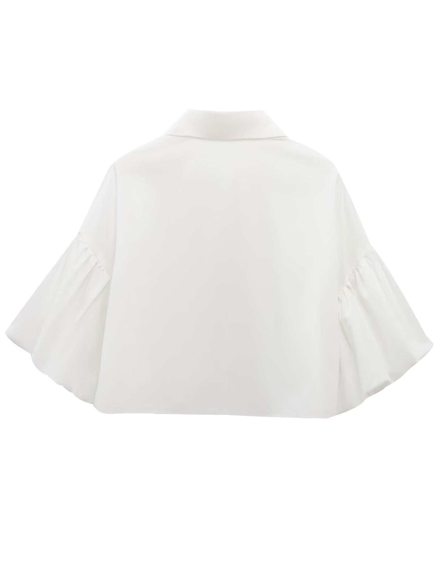 ✨Womens Cute Lantern Sleeve Collar Button Down Crop Tops(buy 2 free shipping)