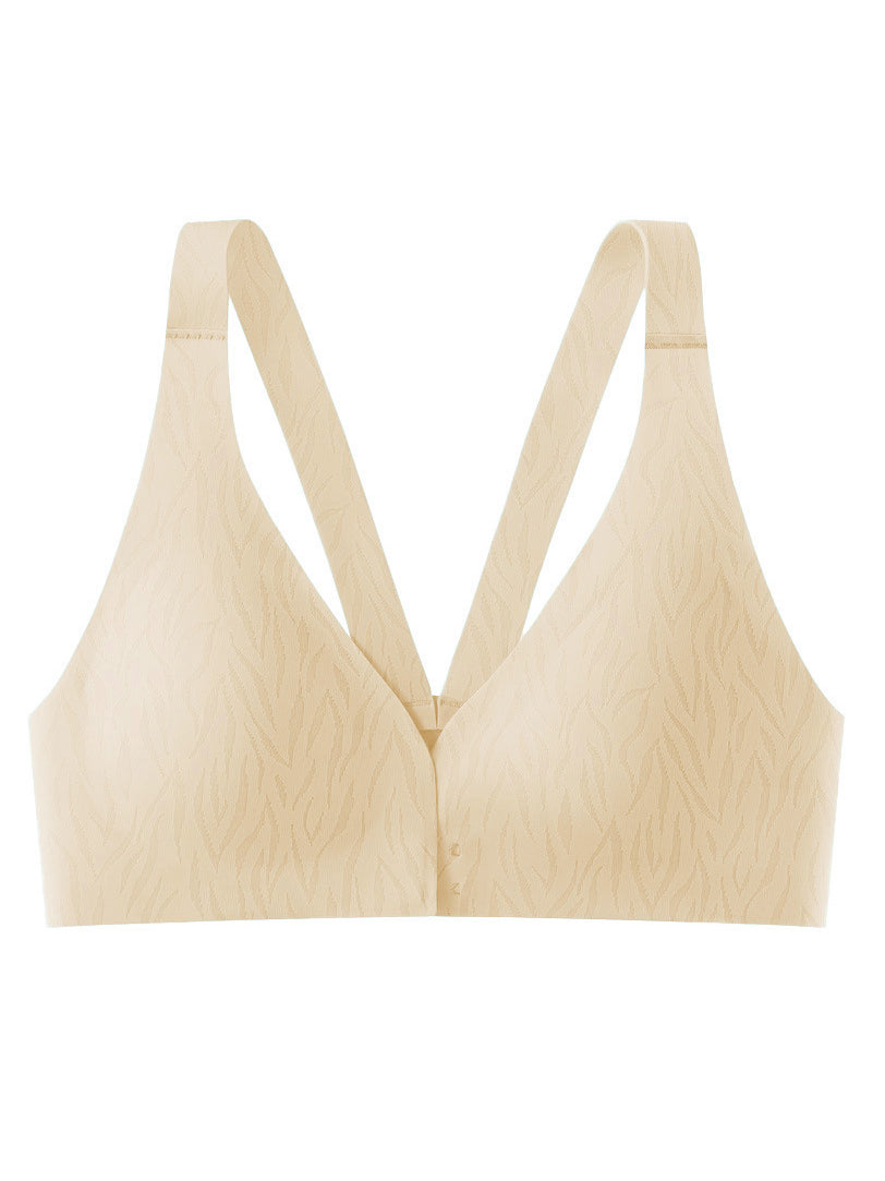 Front-Closure Wireless Seamless Maternity Nursing Bra Beige