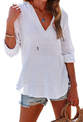 ✨Women's Long Sleeve V Neck Pocketed Hooded Shirt Top(Buy 2 Free Shipping)
