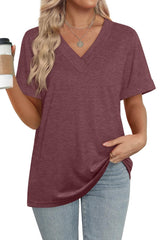 ✨women's Summer Tops Short Sleeve Basic Casual V Neck T Shirts(BUY 3 FREE SHIPPING)