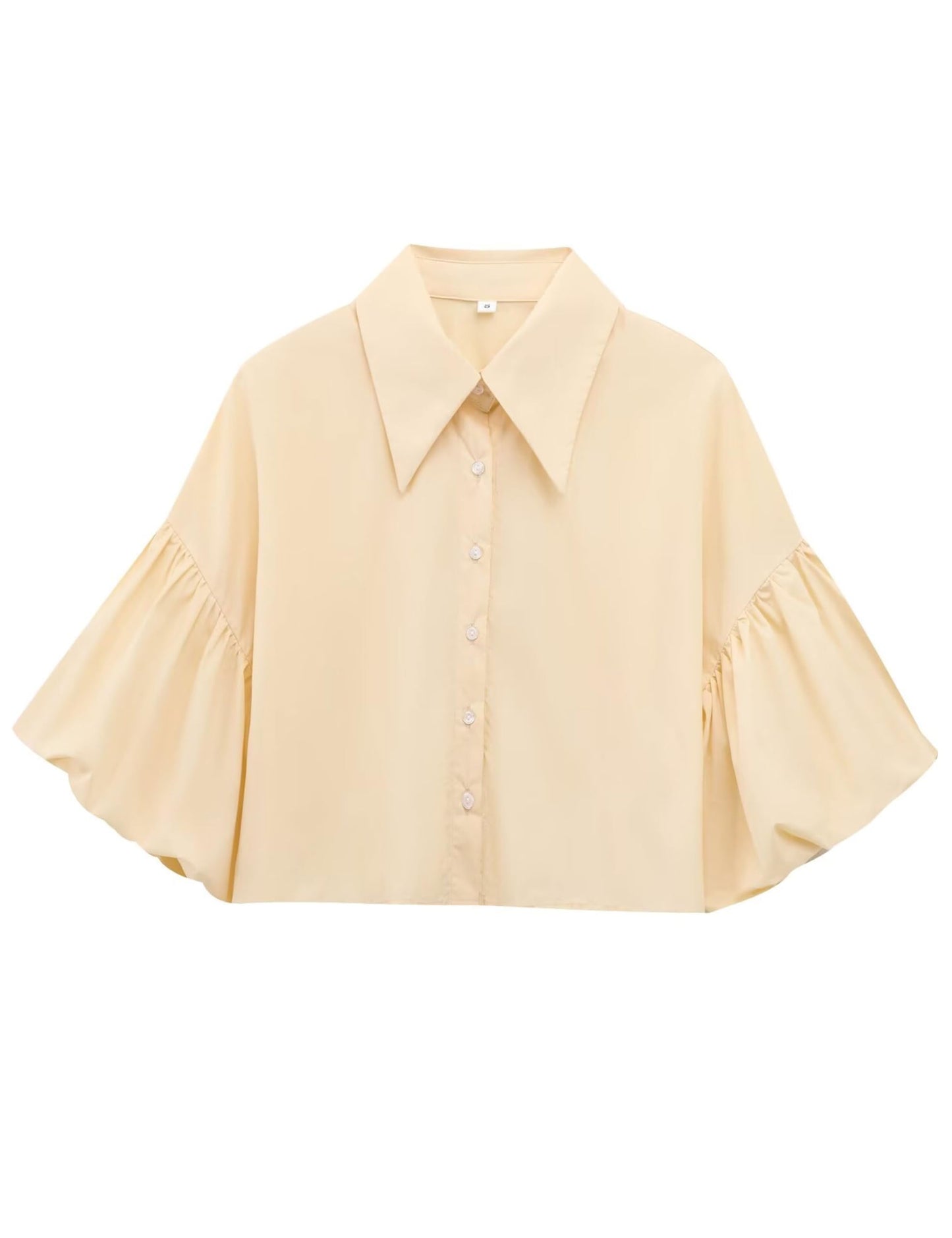 ✨Womens Cute Lantern Sleeve Collar Button Down Crop Tops(buy 2 free shipping)