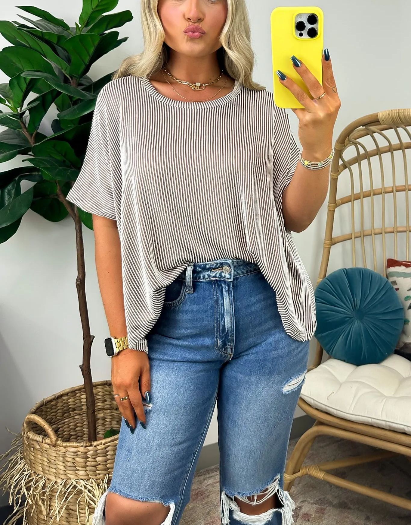 Hot Sale Two Tone Rib Knit Oversized Top(Buy 3 Free Shipping)