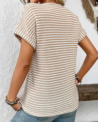✨Women's Summer Ribbed V Neck Rolled Hem Knit Top (Buy 2 Free Shipping)