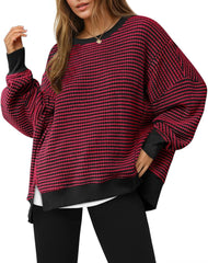 ✨Women's Oversized Sweatshirt Waffle Long Sleeve Split Pullover Tunic Tops(BUY 2 FREE SHIPPING)