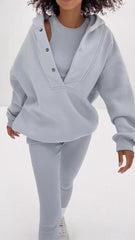 Women's Casual Hoodie and Trousers Three-piece Set