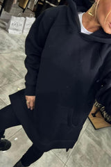 Women's Hooded Slit Top & Slim-fitting Pants Two-piece Set