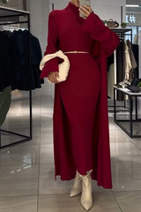 Women's Turtleneck Long Sleeve Knitted Dress Suit