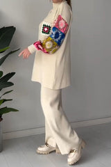 Women's Turtleneck Long-sleeved Printed Sweatshirt Two-piece Set