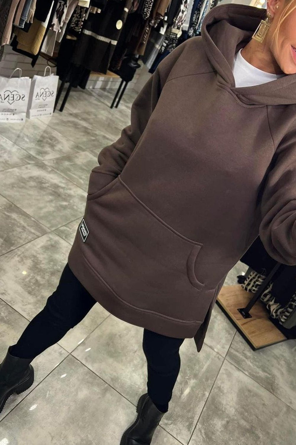 Women's Hooded Slit Top & Slim-fitting Pants Two-piece Set