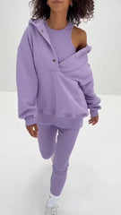 Women's Casual Hoodie and Trousers Three-piece Set