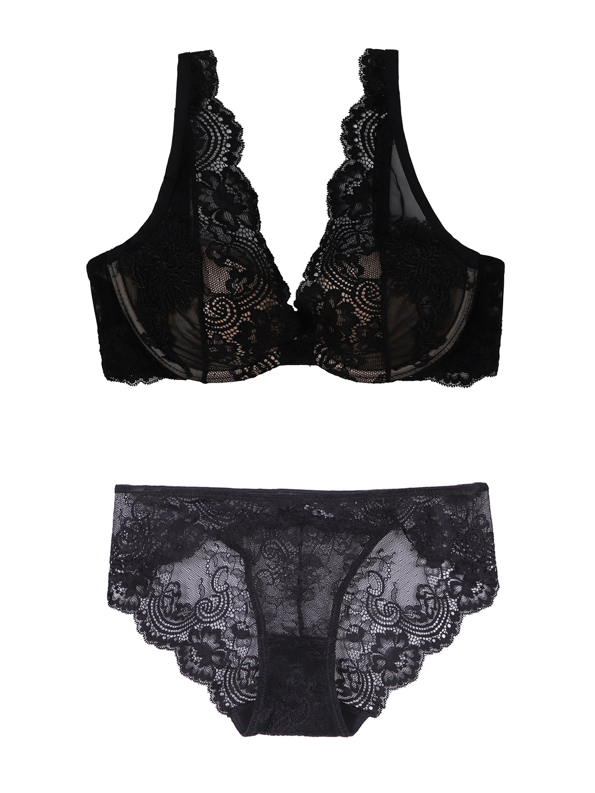 French Sexy Lace Top Support Pure Lust Beauty Back Bra Set