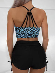 Printed Tight Backless Hottie Holiday Sexy Bra Skyblue
