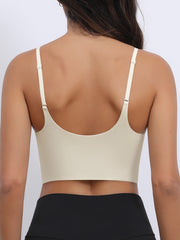 Sexy U-Back Yoga Bra with Adjustable Thin Straps for Shaping and Support Ivory