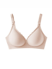 Soft Gel Seamless Wireless One-Piece Fixed Cup Nursing Bra Pink