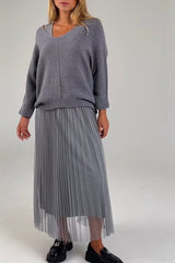 Women's casual off-the-shoulder mesh dress set