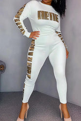 Women's slim fit letter print set