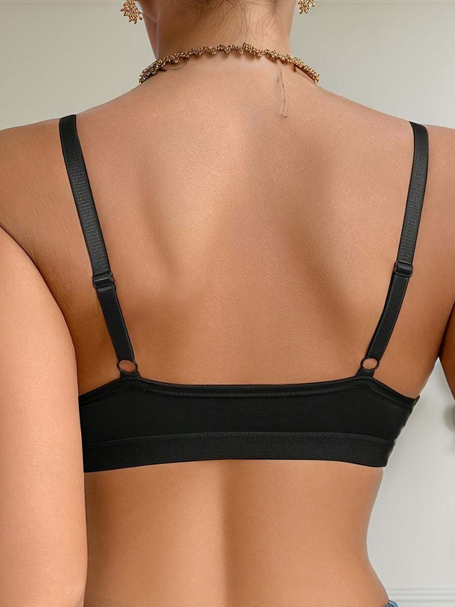Adjustable Front-Closure Wire-Free Sports Bra for Running and Breathability