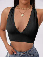 Sexy High Elastic Plain Color Sports Vest Black