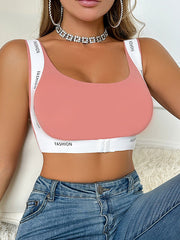 Front-Closure Wire-Free Push-Up Sports Bra Pink