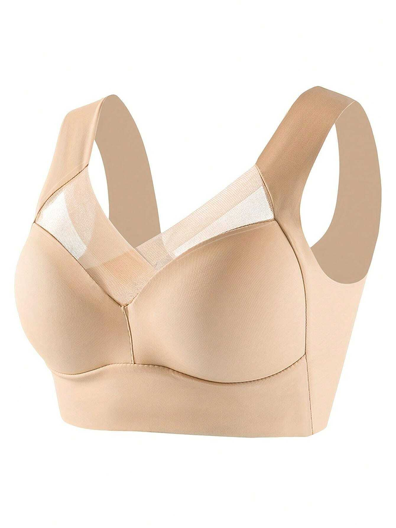 Women's Mesh Seamless Smooth Comfort Wire Free Bra Beige