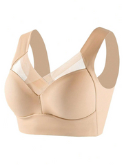 Women's Mesh Seamless Smooth Comfort Wire Free Bra Beige